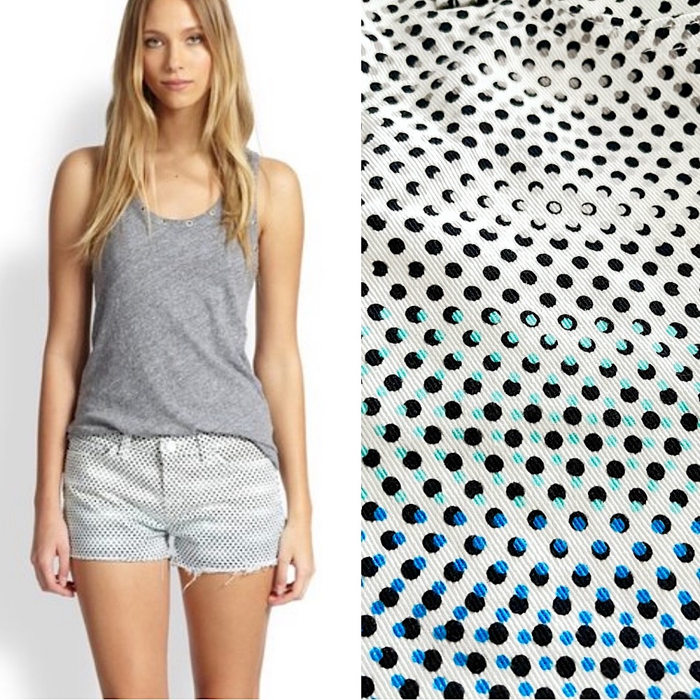 NWT J BRAND ombre dot white blue cutoff denim shorts size 27 new with tags